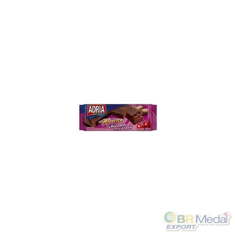 BISCOITOS ADRIA WAFFER MOUSSE CHOCOLATE COM CEREJA