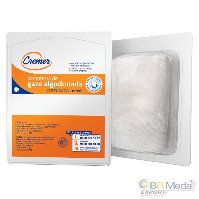 Compressa de Gaze Algodonada Estéril 10x10cm