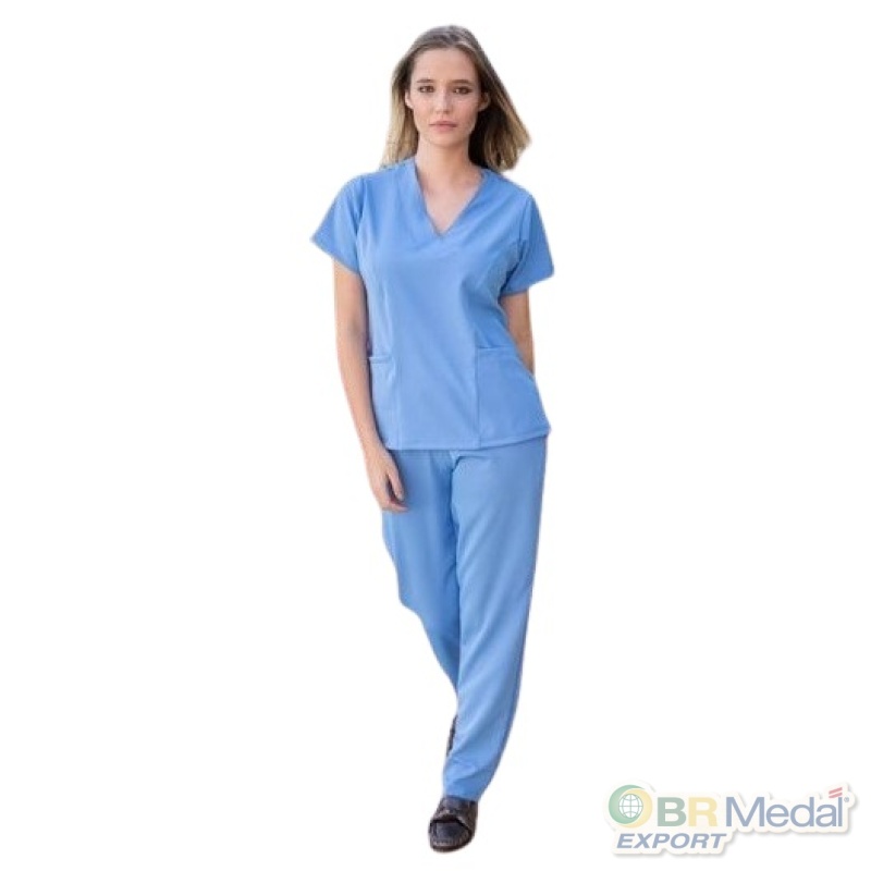 Conjunto pijama scrub cirúrgico privativo em tecido Oxford - Feminino